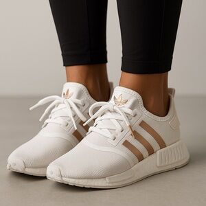 Adidas NMD White Rose Gold Sneakers | Tenniscore Clean Girl Aesthetic